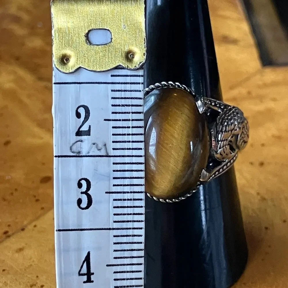 Natural Tiger’s Eye Eagle Ring Size 9